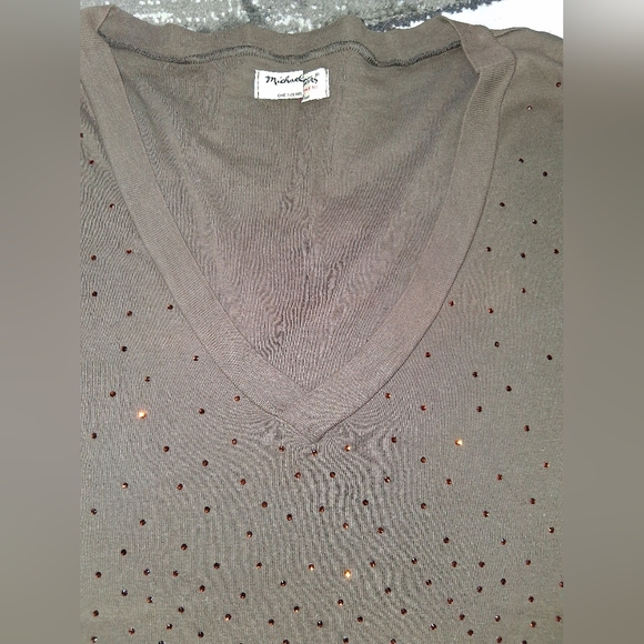 EUC Vintage Brown Michael Stars Sparkling 3/4 Length One Size Tshirt! - Picture 3 of 10